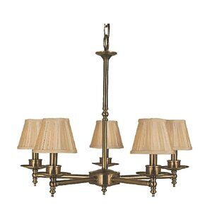 Framburg Sheraton 5-Light Chandelier, Polished Brass, 25 Inch